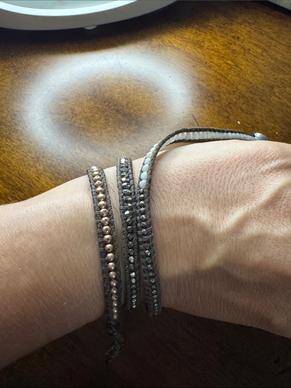 Chan Luu Brown and Gold Beaded Wrap Bracelet Set